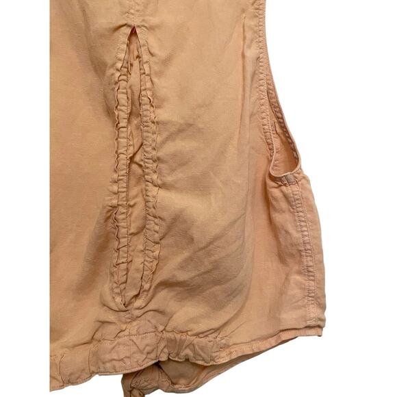 Free People Linen Sleeveless Blouse Top Women Size Small Tie Front Boho Beige - Picture 5 of 6